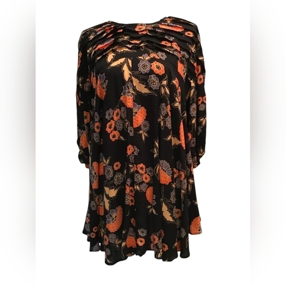 Free People floral oversized tunic with pockets sz small keyhole back WT289 - Picture 1 of 8